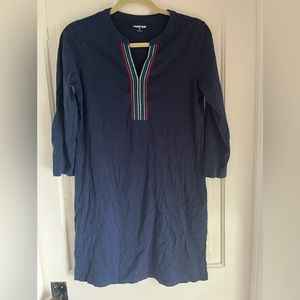 Land’s End coverup dress size extra small 2-4 navy with embroiderey
